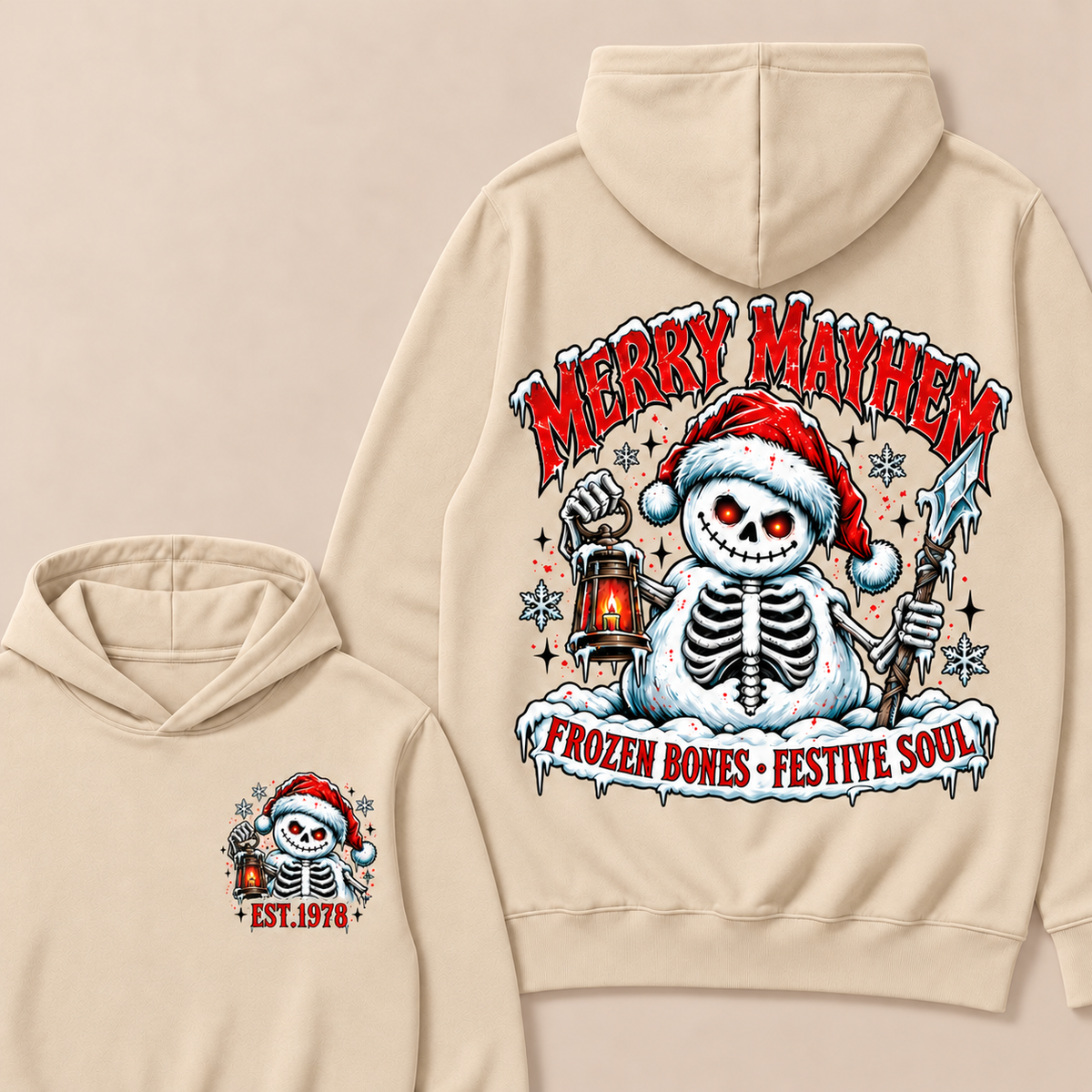 Merry Mayhem Frozen Bones · Festive Soul Custom Your Year Hoodie
