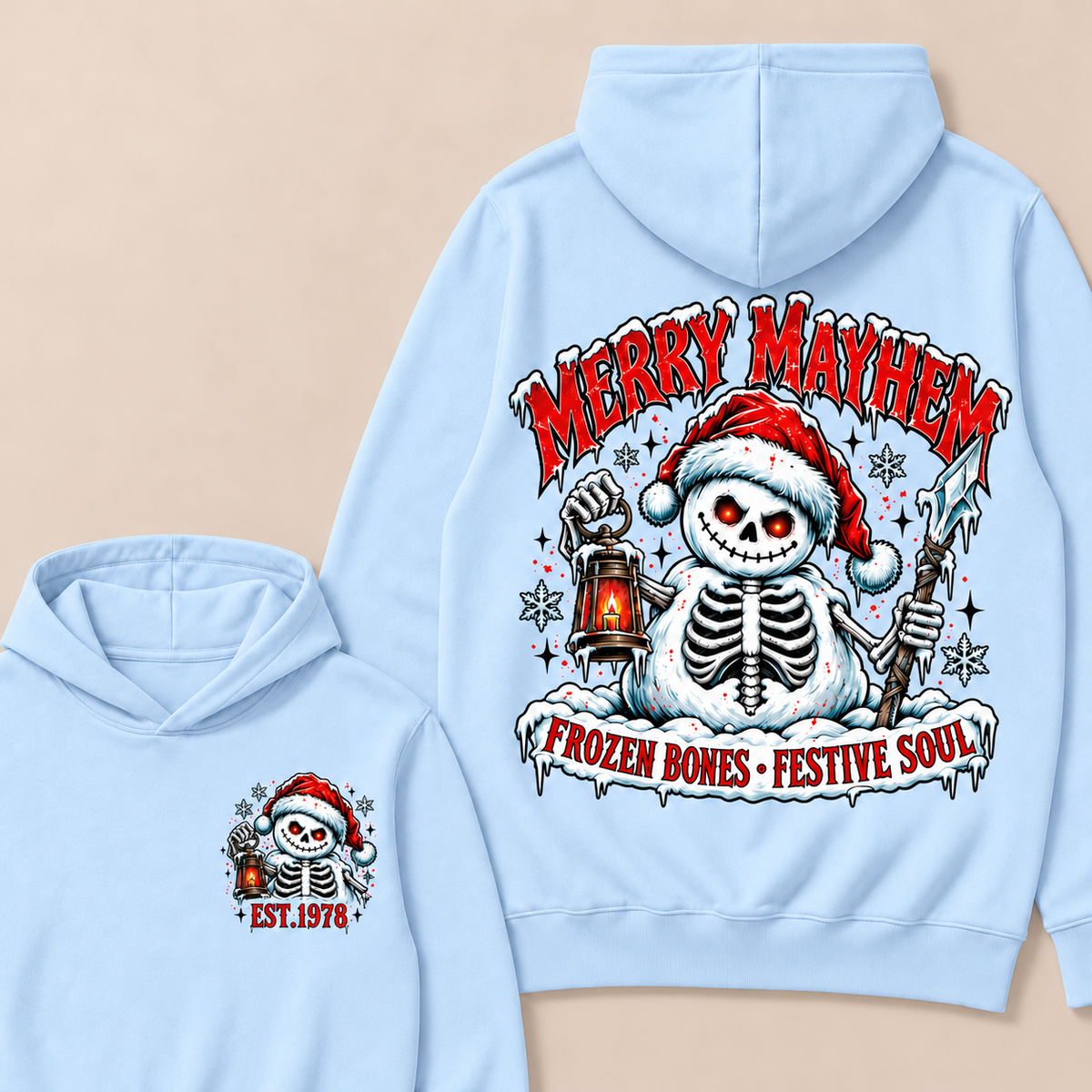Merry Mayhem Frozen Bones · Festive Soul Custom Your Year Hoodie