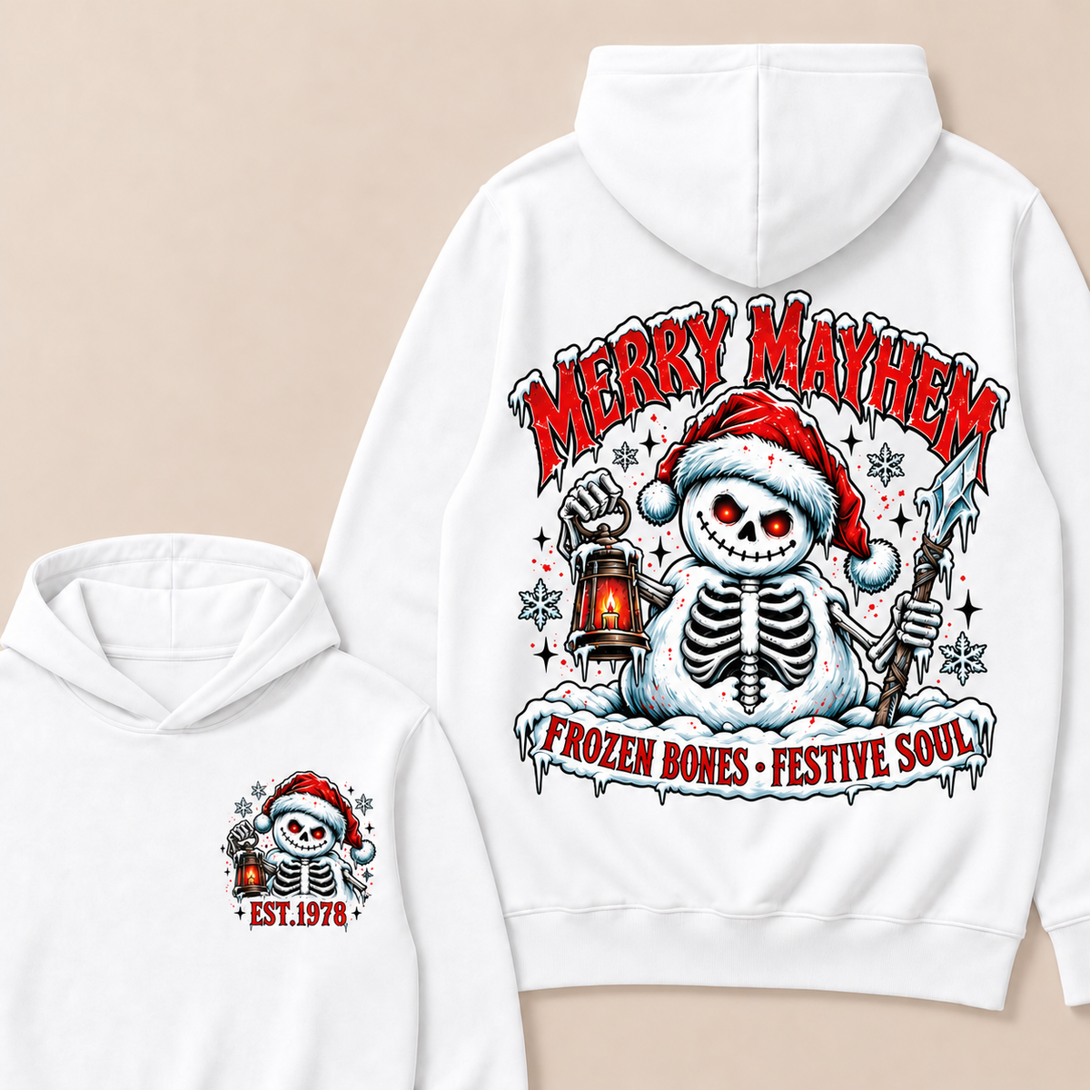 Merry Mayhem Frozen Bones · Festive Soul Custom Your Year Hoodie
