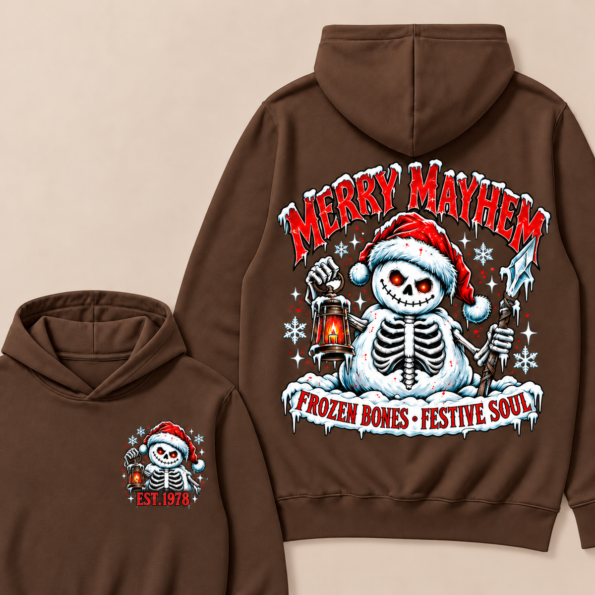 Merry Mayhem Frozen Bones · Festive Soul Custom Your Year Hoodie