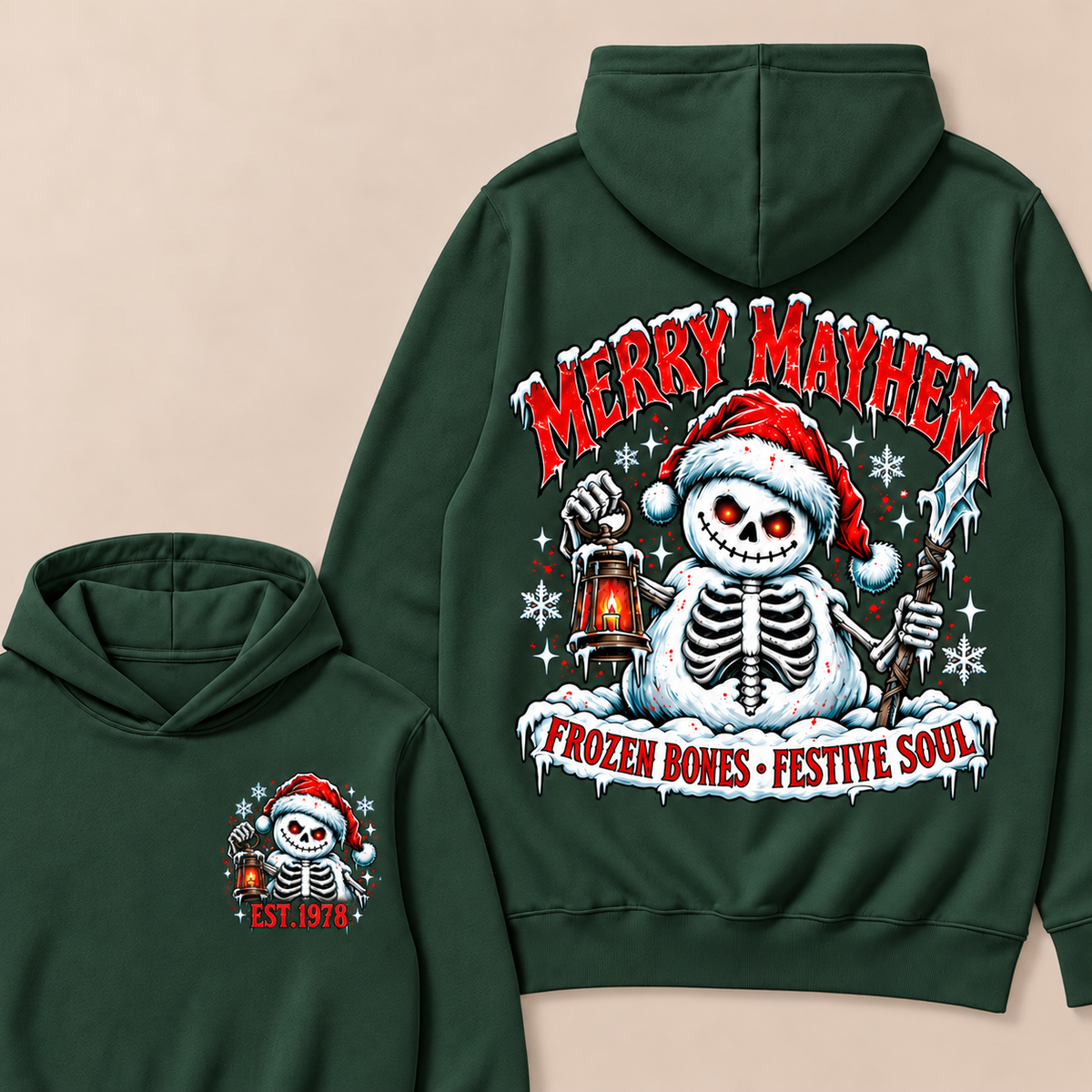 Merry Mayhem Frozen Bones · Festive Soul Custom Your Year Hoodie