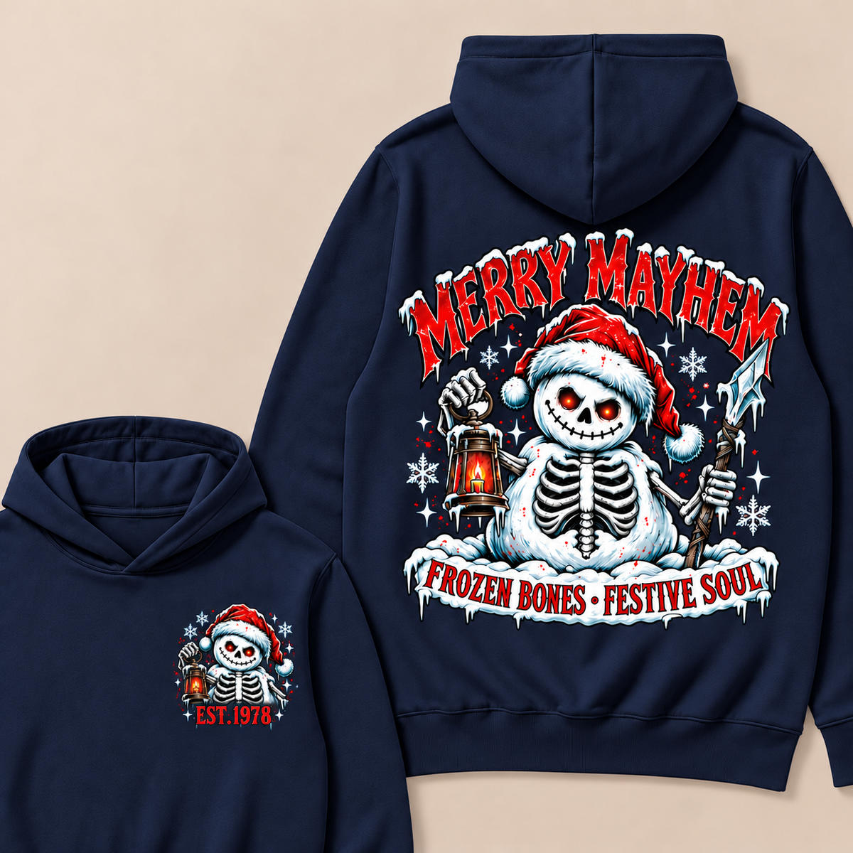 Merry Mayhem Frozen Bones · Festive Soul Custom Your Year Hoodie
